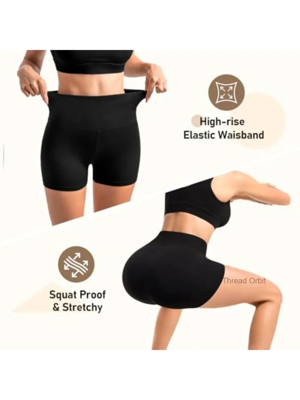 2 Pack High Waisted Biker Shorts with Pockets for Women - Spandex Yoga Running